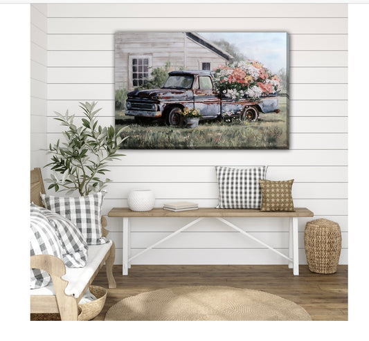 Blue Truck With Blooms