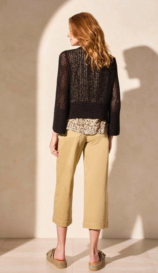 BELL SLEEVE OPEN STITCH CARDIGAN