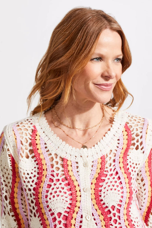 CROCHET BUTTON-DOWN CARDIGAN