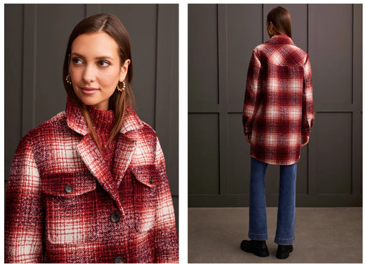 BOUCLE PLAID JACKET WITH NOTCH COLLAR