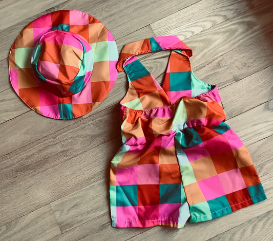 Halter Neck Jumpsuit Romper w. Hat