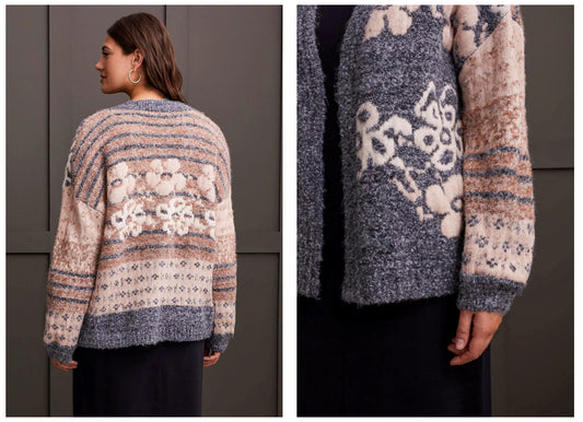 DOUBLE KNIT JACQUARD SWEATER CARDIGAN