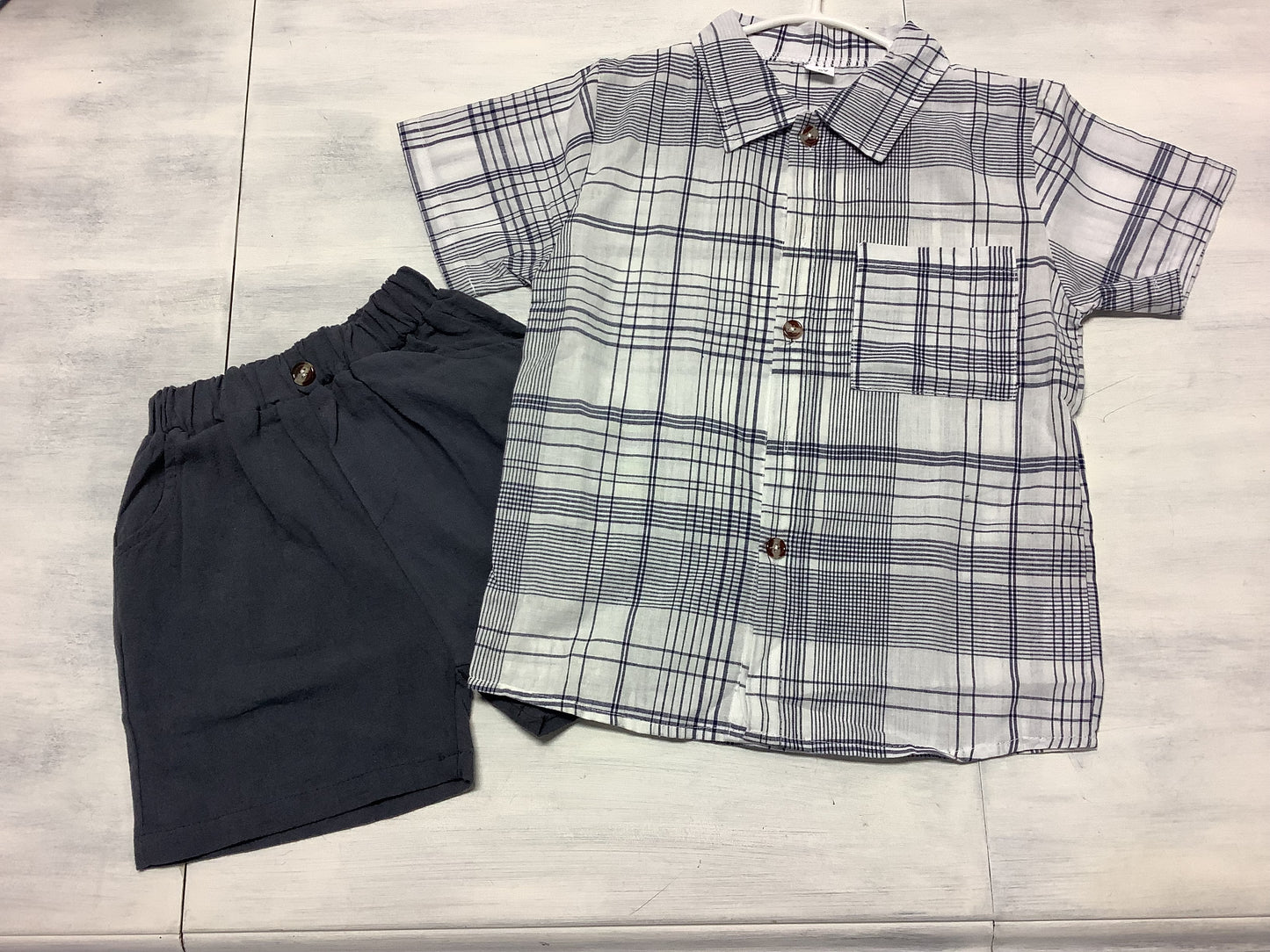 Plaid Shirt & Grey Short