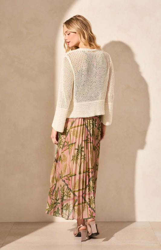 BELL SLEEVE OPEN STITCH CARDIGAN