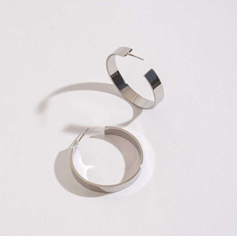 Earring 35mm Flat Hoop Gold or Silver