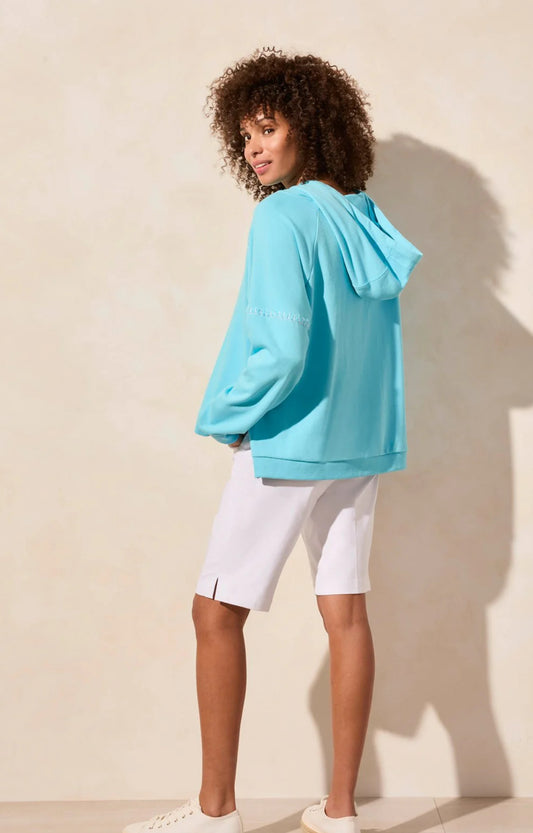 FRENCH TERRY CONTRAST-STITCH LONG-SLEEVE HOODY