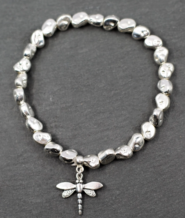 Dragonfly Charm Nugget Bracelet