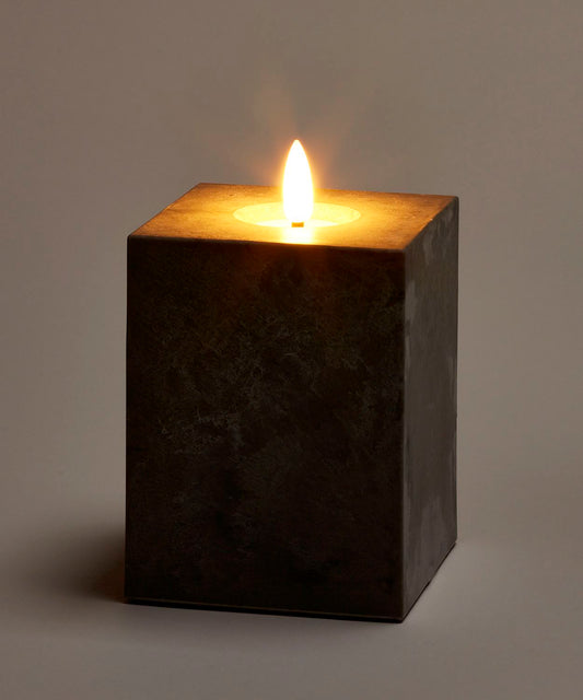 LED Square Flameless Candle, Grey