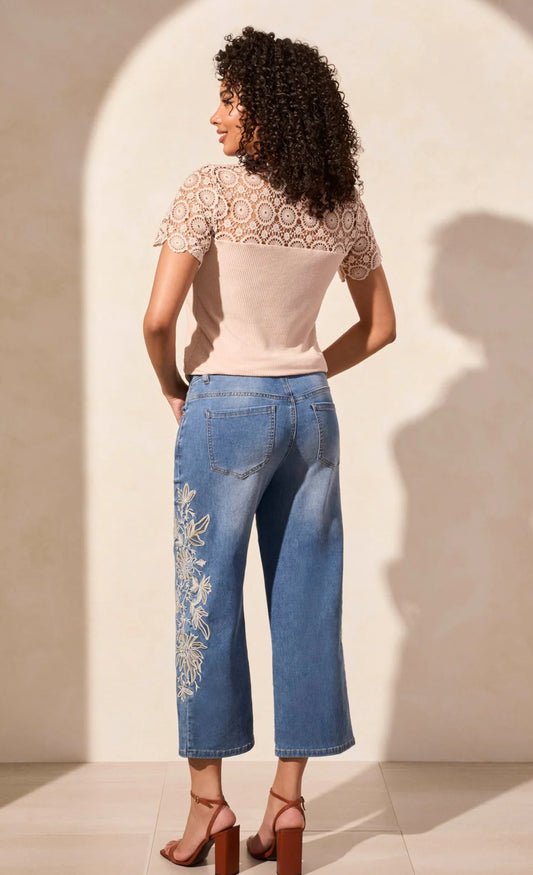 AUDREY MID RISE EMBROIDERED GIRLFRIEND CROP JEANS