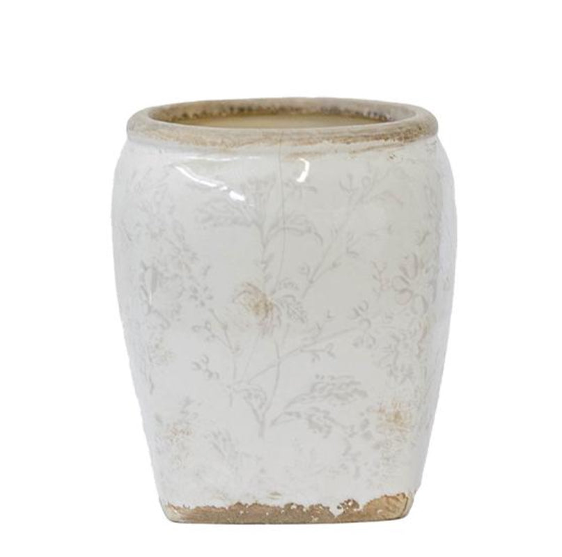 Ceramic Pot, Washed Out Flower