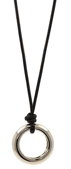 Necklace Long O on Black Wax Cotton Chain