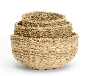 ROUND SEAGRASS BOWLS set of 3