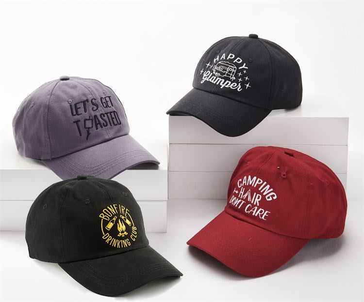 Happy Camper Ball Cap, 4 Asst.