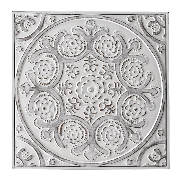 White Enamel Embossed Medallion Wall