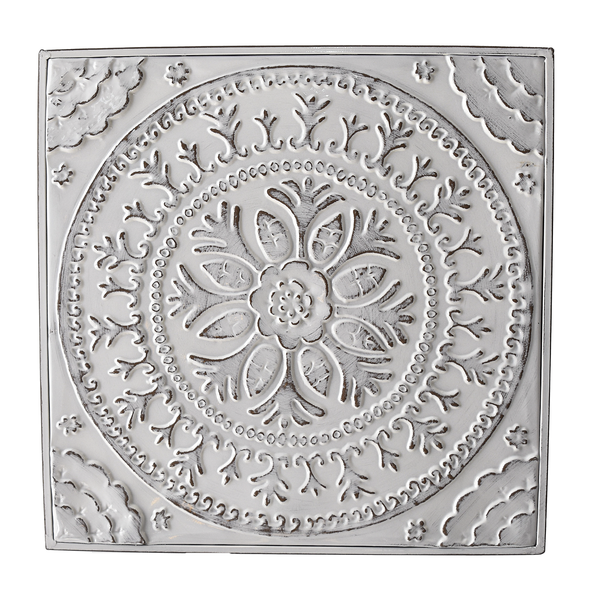 White Enamel Embossed Medallion Wall