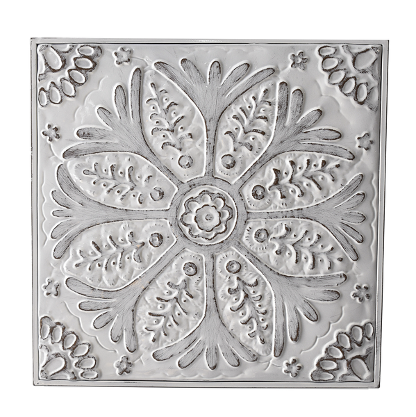 White Enamel Embossed Medallion Wall
