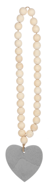 Wood Beaded Loop with Heart Charm