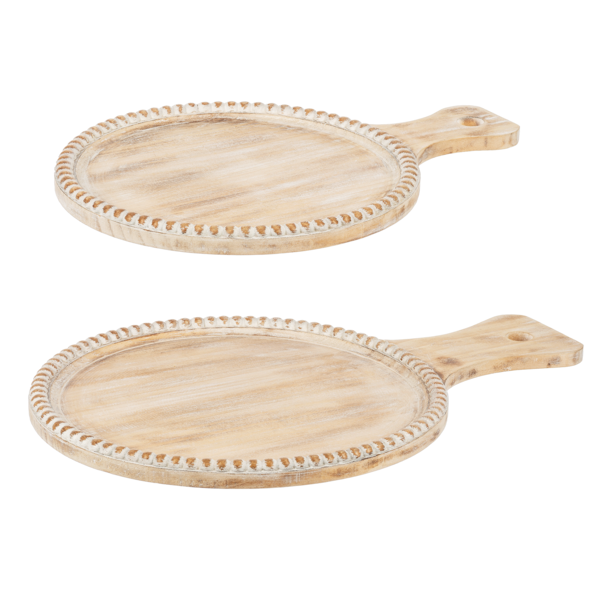 Round Beaded Edge Tray with Handle (2 pc. set),