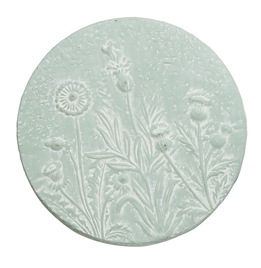 Mint & White Round Embossed Wild Flower Wall Decor