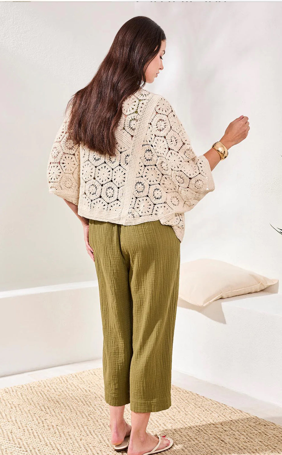 CARDIGAN EMBROIDERED CROCHET 3/4 SLEEVE