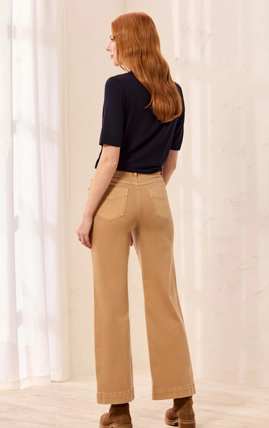 PANTS COMFORT STRETCH WIDE LEG BUTTON FRONT