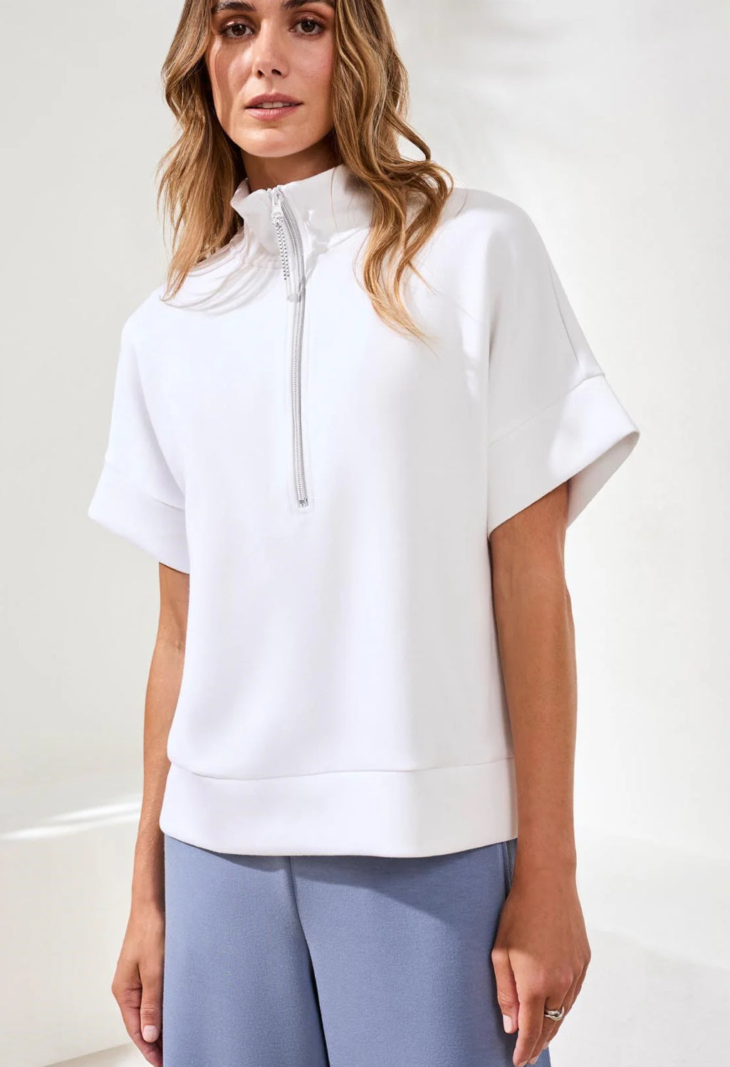 TOP TECHNO LUX MOCK NECK ZIP