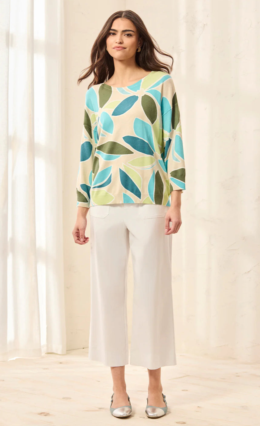 CREWNECK SWEATER SOFT YARN THREE-QUARTER SLEEVE