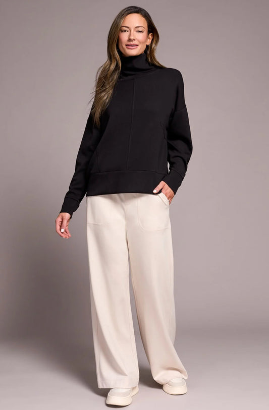 TECHNO LUX DROP SHOULDER FUNNEL NECK KNIT TOP
