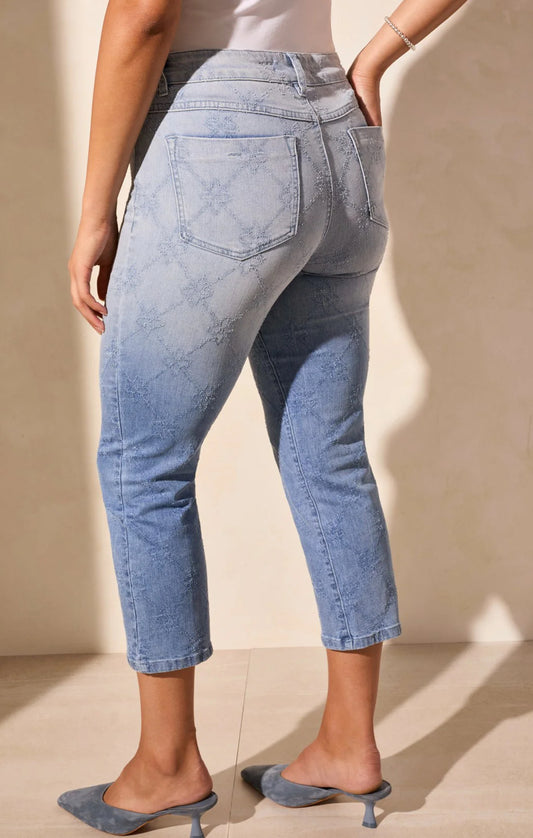 AUDREY MID RISE DIP-DYE STRAIGHT CROP JEANS