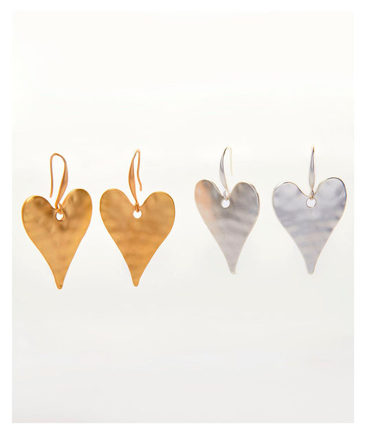Hammered Hearts Earrings, 2 Asst.
