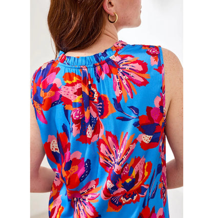BLOUSE NOTCH NECK FRILL DETAIL PRINTED