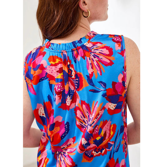 BLOUSE NOTCH NECK FRILL DETAIL PRINTED