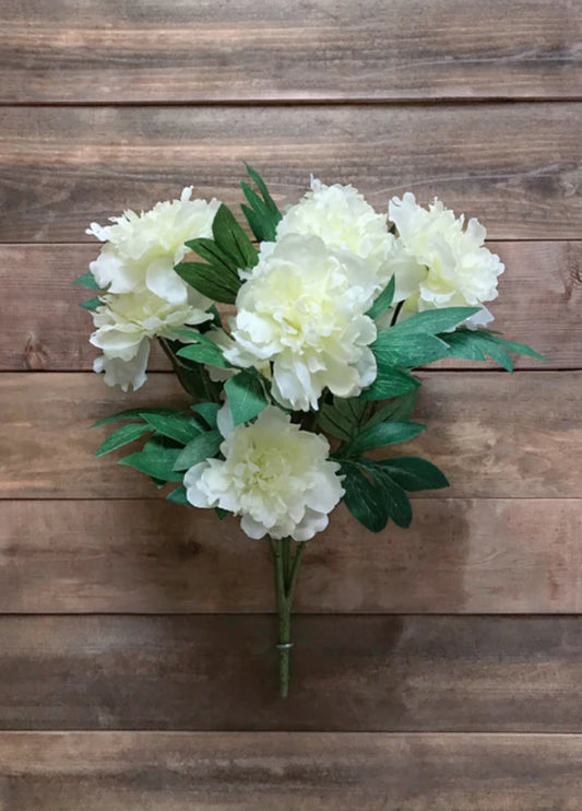 ITEM 10177 W - 20" WHITE PEONY BUSH WITH 10 HEADS