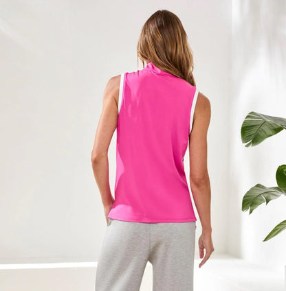 TOP SLEEVELESS ZIP MOCK NECK TECH