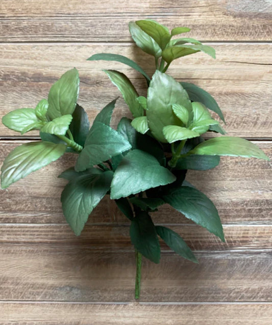 ITEM 12243 BURGR - 12" BURGUNDY GREEN MINT LEAF BUSH