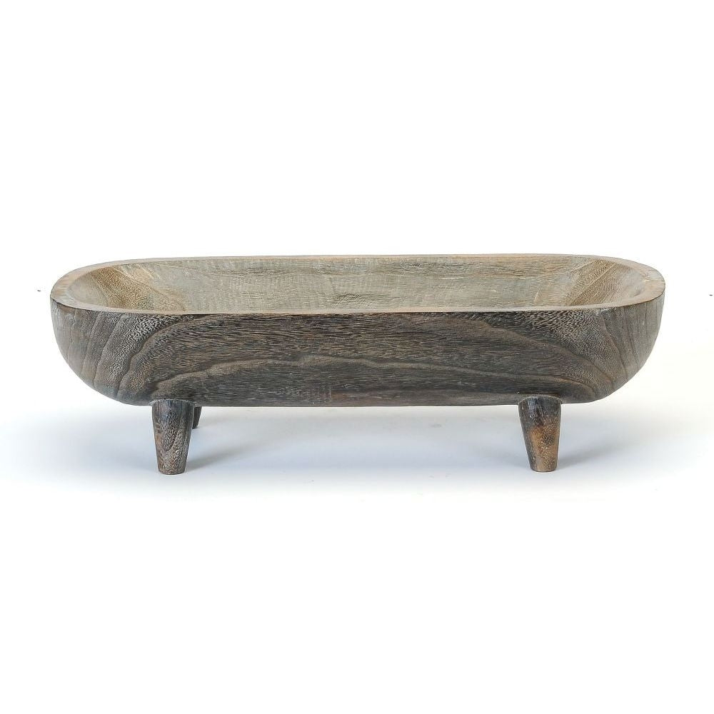 LARGE CARVED WOOD OVAL ON LEGS
