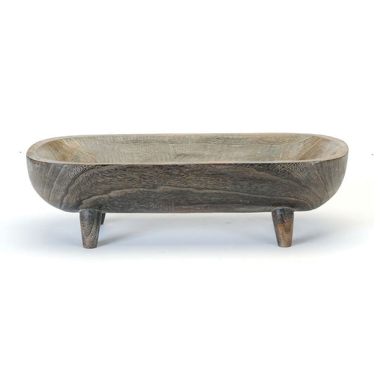 LARGE CARVED WOOD OVAL ON LEGS