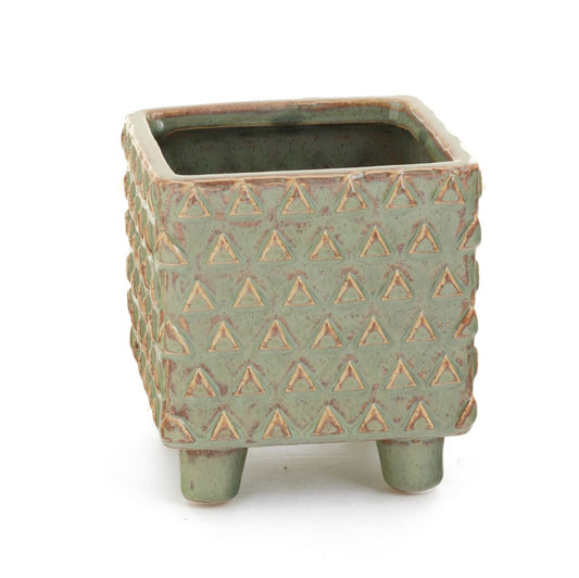 SQUAR PLNT CERA TRIANG GREEN