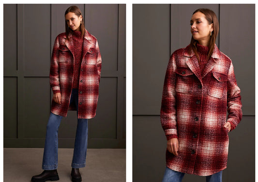 BOUCLE PLAID JACKET WITH NOTCH COLLAR