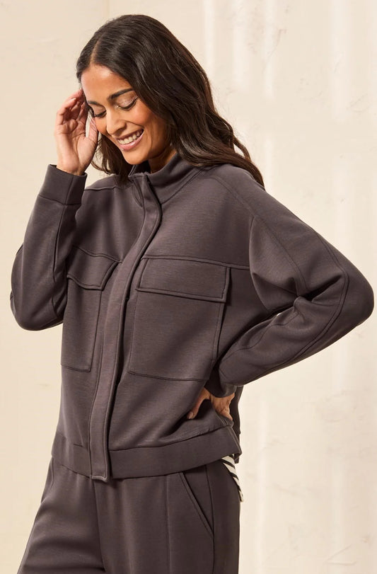 JACKET TECHNO LUX SCUBA KNIT MOCK NECK ZIP FRONT