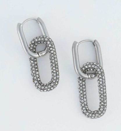 Earring Pave Hoop Gold or Silver