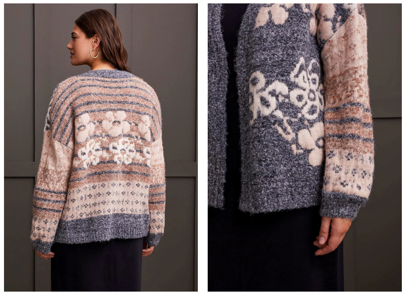 DOUBLE KNIT JACQUARD SWEATER CARDIGAN