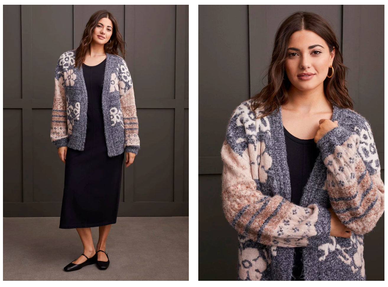 DOUBLE KNIT JACQUARD SWEATER CARDIGAN