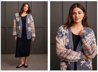 DOUBLE KNIT JACQUARD SWEATER CARDIGAN