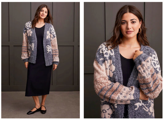 DOUBLE KNIT JACQUARD SWEATER CARDIGAN