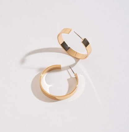 Earring 35mm Flat Hoop Gold or Silver