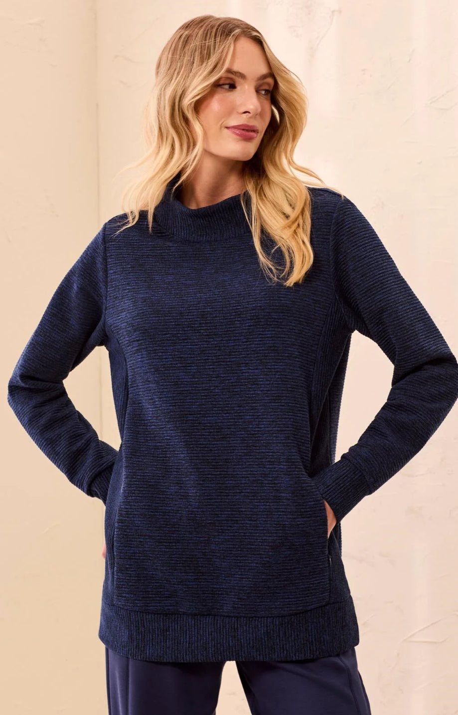 SWEATER OTTOMAN RIB MOCK NECK TUNIC