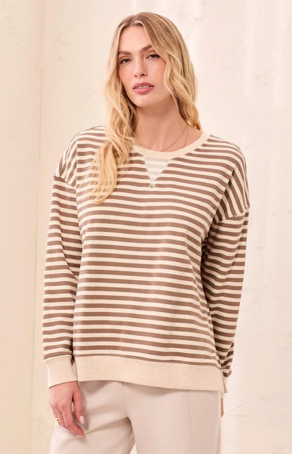 TOP LONG SLEEVE CREW NECK DROP SHOULDER KNIT