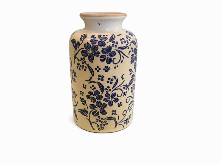Ceramic vase with hand painted florals