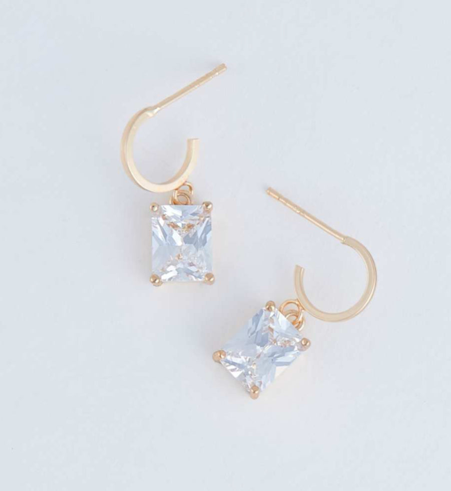 Earring Dazzler Square Gold or Silver
